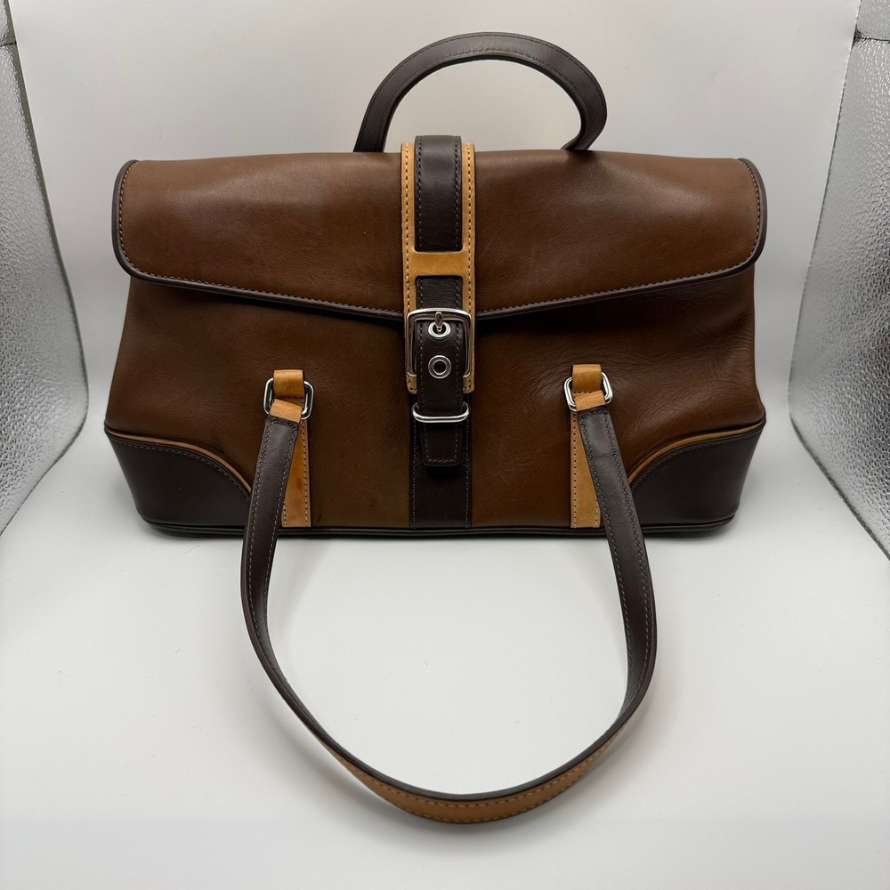 Coach Limited Edition Brown Leather Satchel Bag 7547 Tri-Tone Glove Tanned Bag